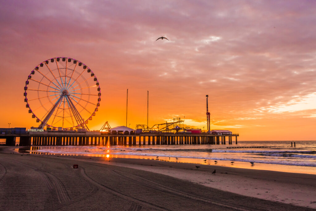 sunset on the board walk - Steel Pier - Atlantic City, New Jersey