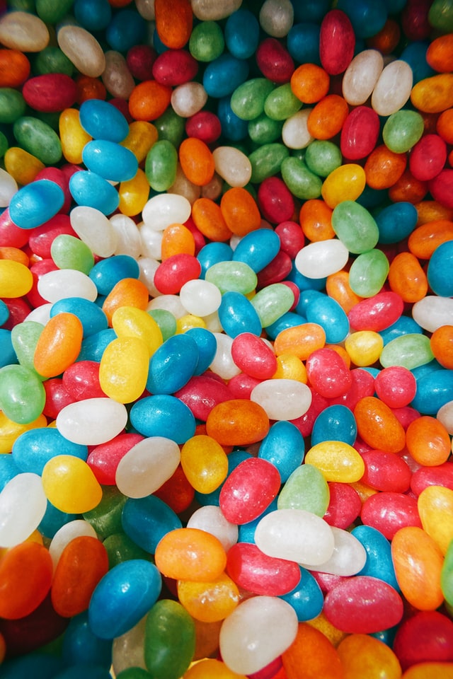 assorted pastel-colored jelly beans